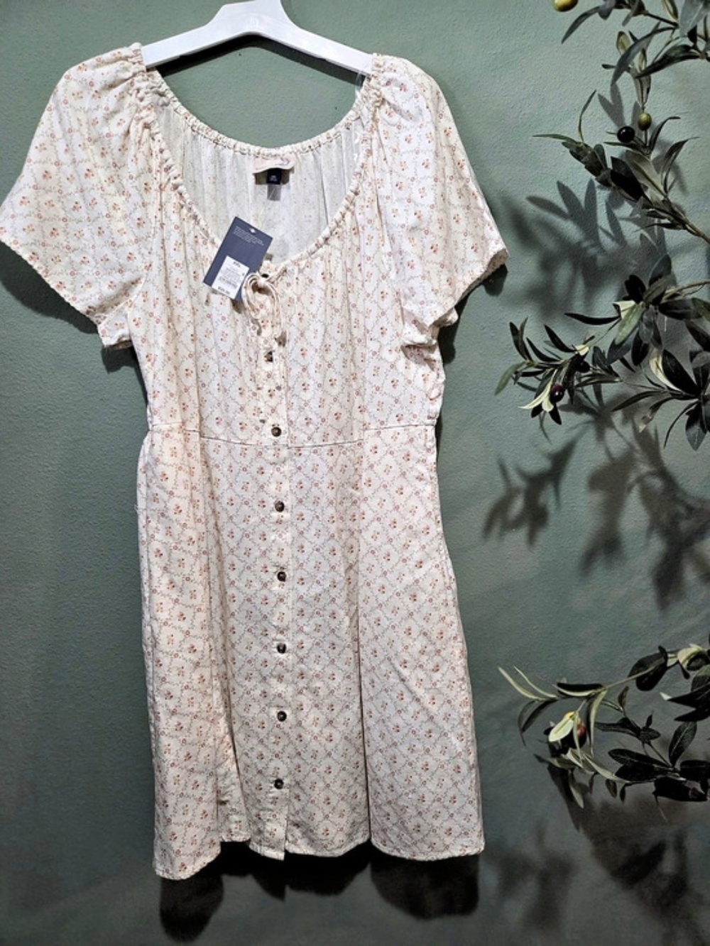 Universal Thread Floral Mini Dress in White & Pink Size XXL NWT